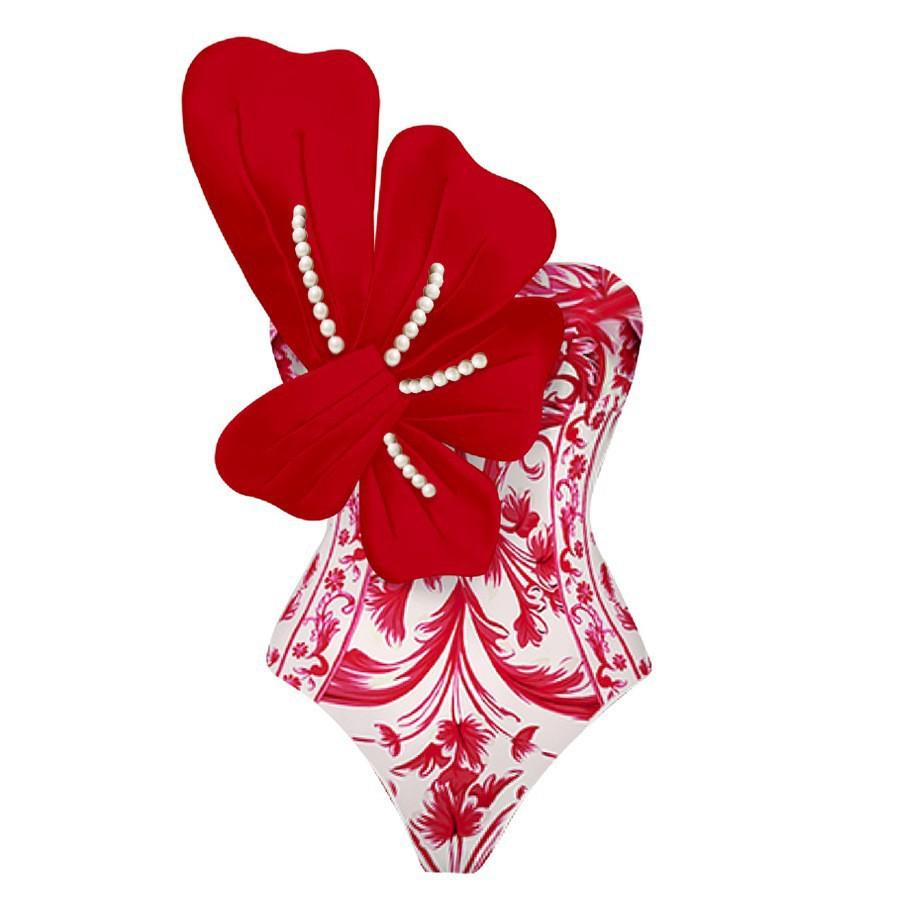 2024 Новый цельный купальник с цветочным принтом, роскошный женский купальник, Монокини, боди, купальный костюм, пояс, пляжная одежда