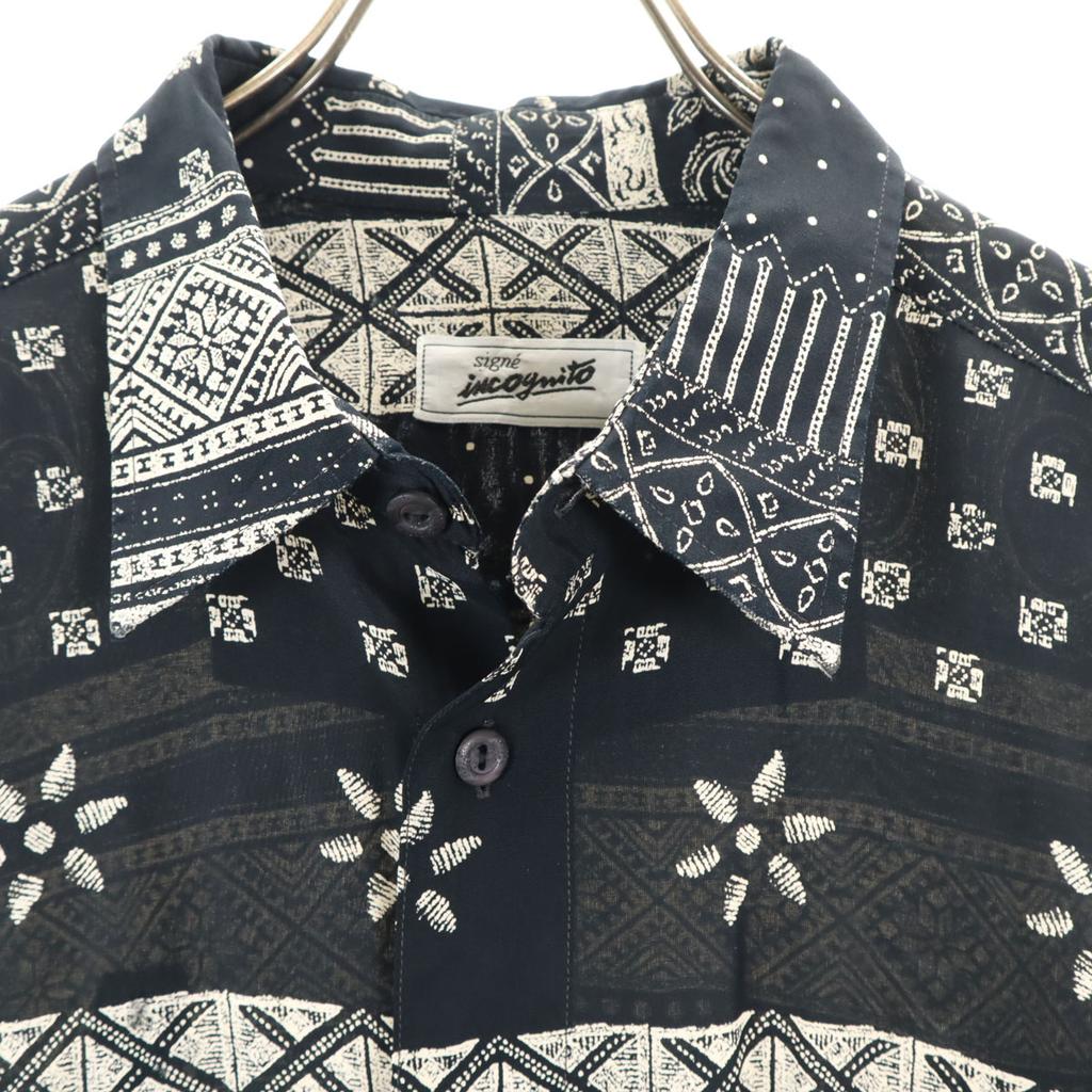 Signe Incognito 80s 90s Euro Old Paisley Pattern Long Sleeve Shirt Black Men's Used