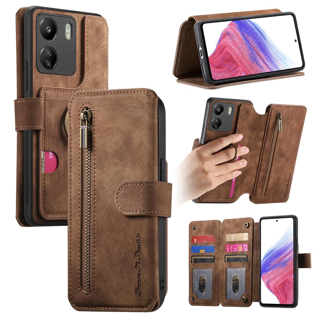 4-in-1 Wallet Case for Xiaomi/Redmi series.Xiaomi 13 Lite/Poco X5/Redmi Note 12/12C...(Protector, Card Holder, Crossbody Bag, Stand)