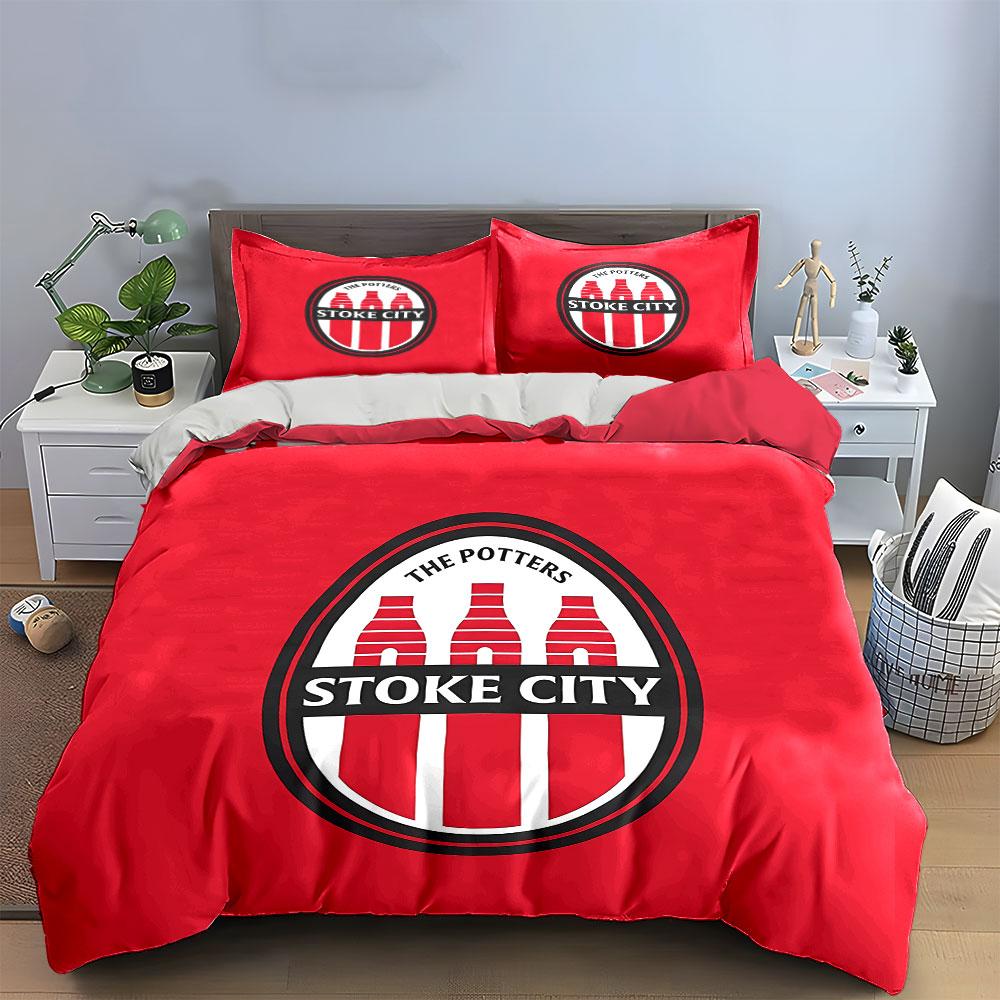Stoke City The Potters Logo Bedding Duvet Cover Set Duvet Cover Pillowcases (1*Duvet Cover 2*Pillowcases, without duvet insert)