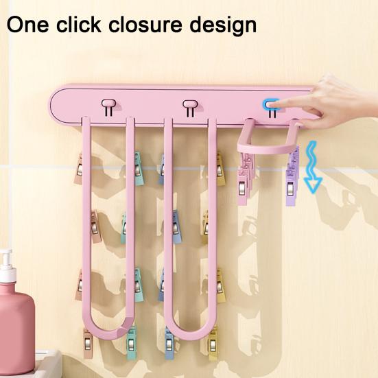 Вешалка для сушки ветрозащитных зажимов с 24 складными настенными креплениями для одежды без сверл, носков, нижнего белья