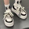 2024 Белые женские спортивные туфли на платформе Kawaii Vintage Vulcanize Casual Sneakers 2024 Harajuku Tennis Female Двухцветные туфли на шнуровке