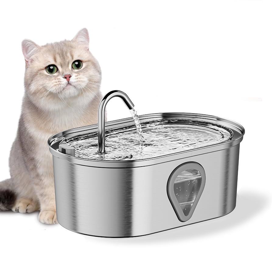 Stainless Steel Cat Water Fountain with Automatic Circulation and Large Capacity