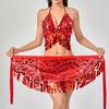 2 Pieces, Bra With Sequined Tassels, Fringed Top, Belly Dance Skirt, Carnival, Club, Costumes