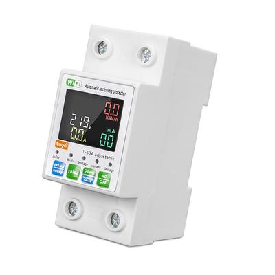 Tuya WiFi Интеллектуальный Автоматический Выключатель с Подсветкой Однофазный Измеритель Энергии Защитное Устройство Автоматического Повторного Включения с ЖК-Дисплеем