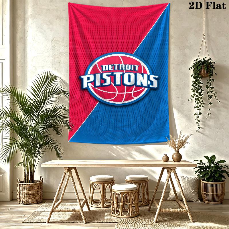 Detroit Pistons Wall Tapestry Aesthetic Wall Hanging Printed Fabric Blanket Decorative Tapestries for Bedroom Living Room Home Decor