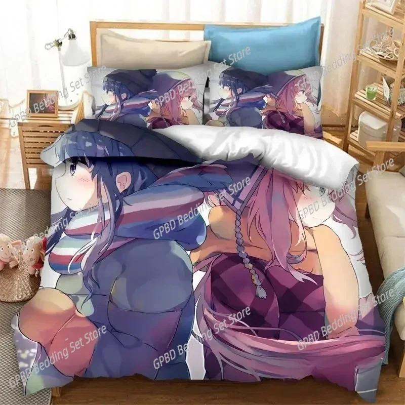 Luxury New 3D Print Anime Yuru Camp Bedding Set Duvet Covers Pillowcases Comforter Bedding Sets Bedclothes Bed Home Textiles