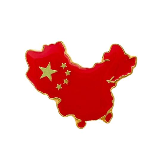 Китай Красный Флаг Карта Форма Брошь Национальный День Национальный Флаг Брошь Булавка Костюмы Свитер Значок Аксессуары Для Одежды