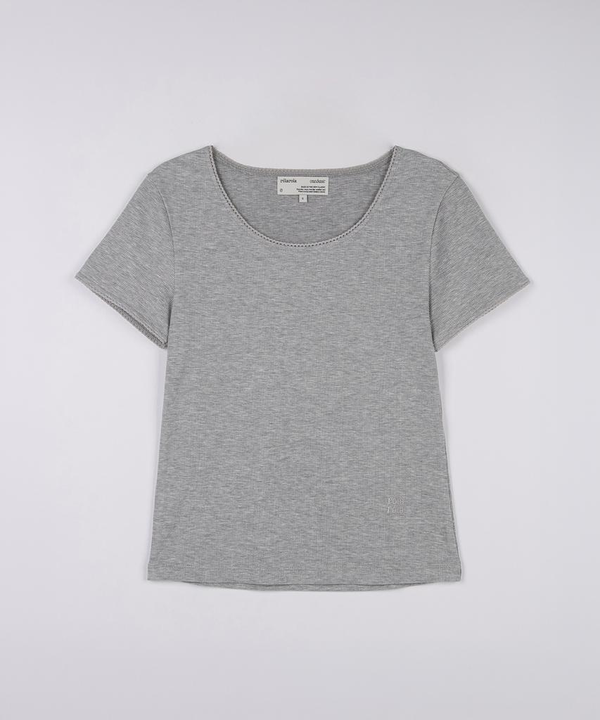 ROLAROLA Nubasic Lace Ribbed T-Shirt M/Gray