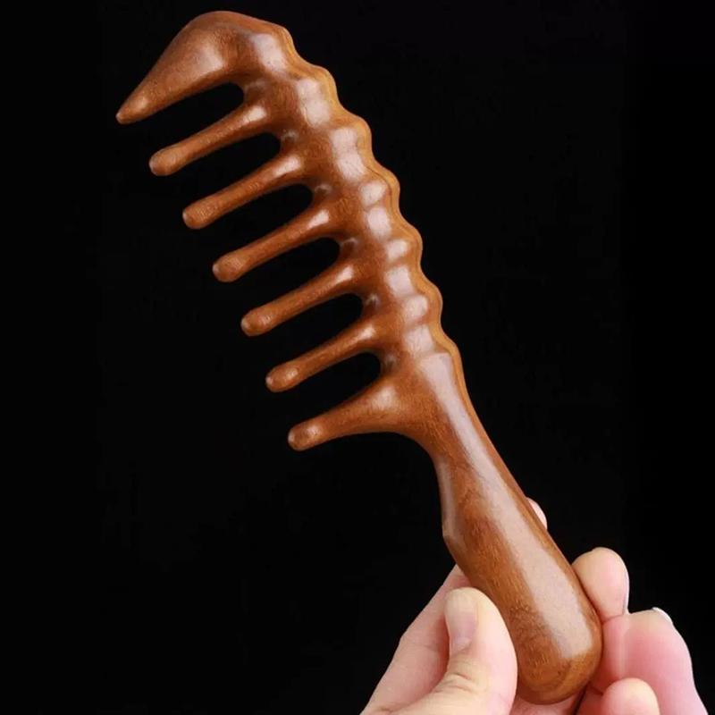 Natural Sandalwood Hair Combs Anti-Static Wooden Comb Massager Long Wide Tooth Detangle Sandalwood Comb Hair Care Household Gift