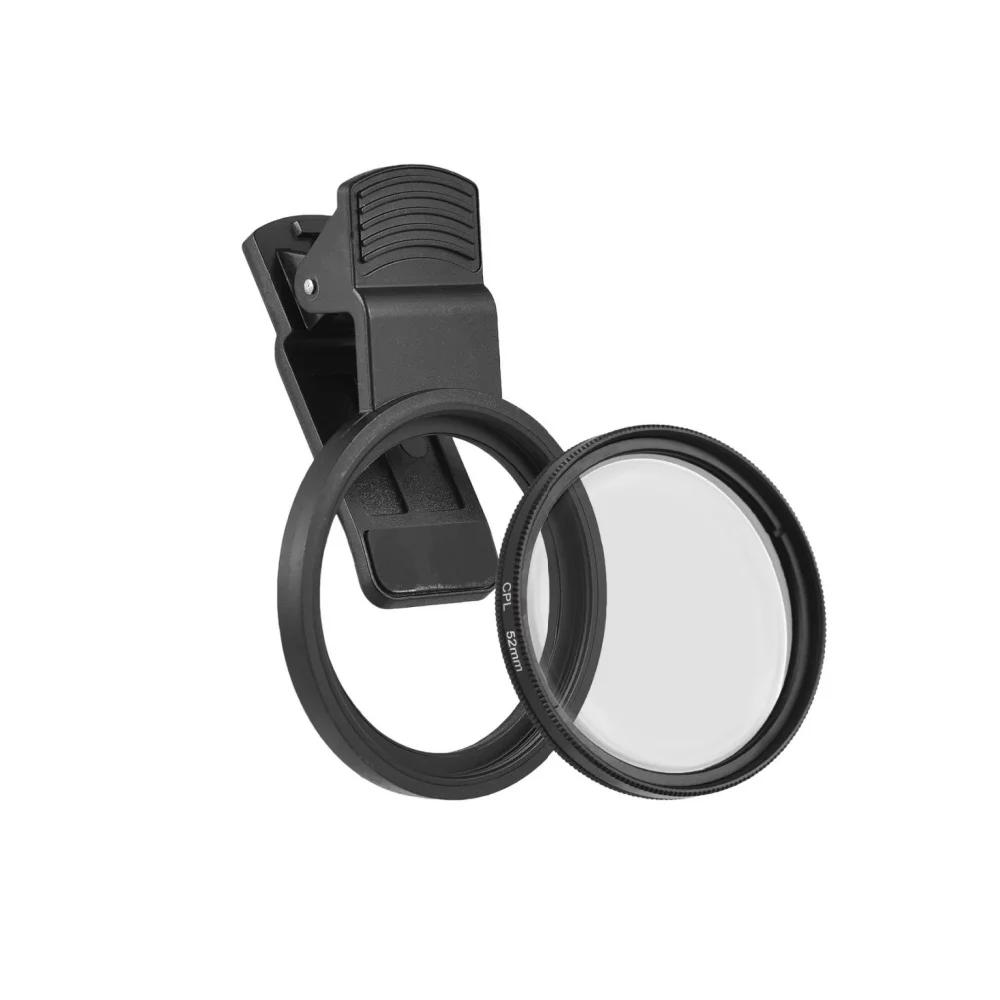 Горячий 52-мм объектив камеры телефона Улучшает насыщенность цвета и контрастность Профессиональный для большинства смартфонов Поляризационный объектив камеры телефона