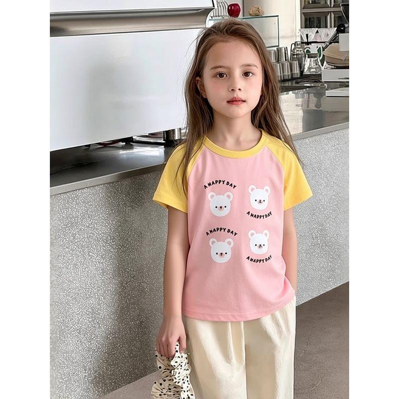 Brand Foreign Trade Children's Clothing Korean Style 2026 Summer New Cartoon Short-Sleeve T-Shirt Baby Clothes Pure Cotton Print