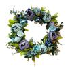 40CM Artificial Peony Wreath Indoor Outdoor Front Door Wall Hanging Fake Flower Garland with Green Leaves Wedding Party Home Decoration