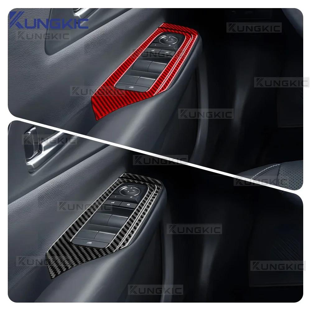 For Toyota Prius 60 Series 2023 2024 2025 LHD RHD Real Soft Carbon Fiber Sticker Car Window Lift Button Panel Trim Accessories