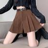 Women's High-Waist Corduroy Pleated Shorts - Slim, Wide-Leg, All-Match Casual for Autumn/Winter 2023
