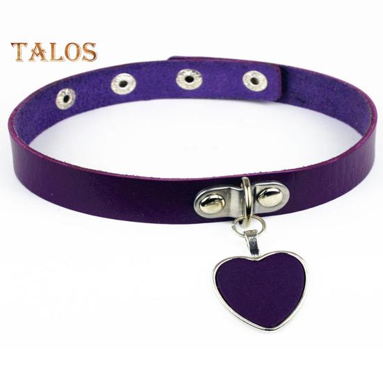 Женский воротник в стиле рок-панк, искусственная кожа, подвеска в форме сердца, регулируемая окружность, клубная вечеринка, косплей, реквизит, женское колье, ювелирные изделия