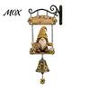Handwritten Welcome Door Sign Garden Gnome Bell, Outdoor Hanging Doorbell, Farmhouse Porch Ornament Wind Chimes for Patio Home Yard Decorations