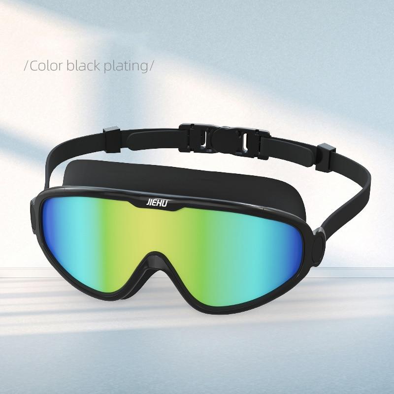 Очки для плавания с большой оправой для взрослых, водонепроницаемые противотуманные очки HD для подводного плавания, мужские и женские регулируемые очки для плавания с широким обзором