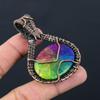 Rainbow Solar Quartz Gemstone Pure Copper Wire Wrapped Handmade Pendant Jewelry For Her
