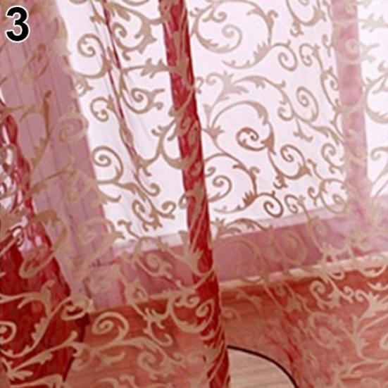 Romantic Floral Vine Pattern Tulle Door Window Curtain Drape Panel Sheer Valance