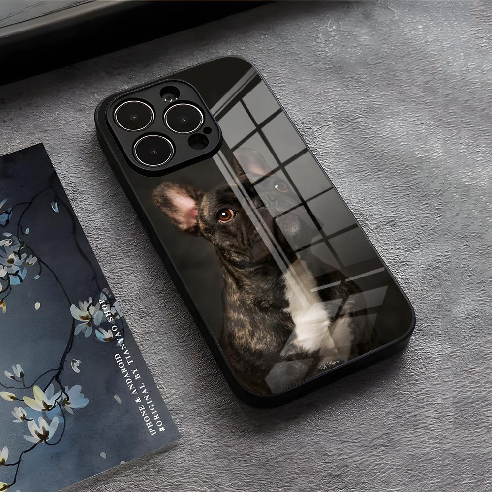 Frenchies French Bulldog Dog Phone Case For IPhone 17 Air 16 E Pro Max 15 14 13 Mini 12 Pro 11 Max Plus Black Glass Cover