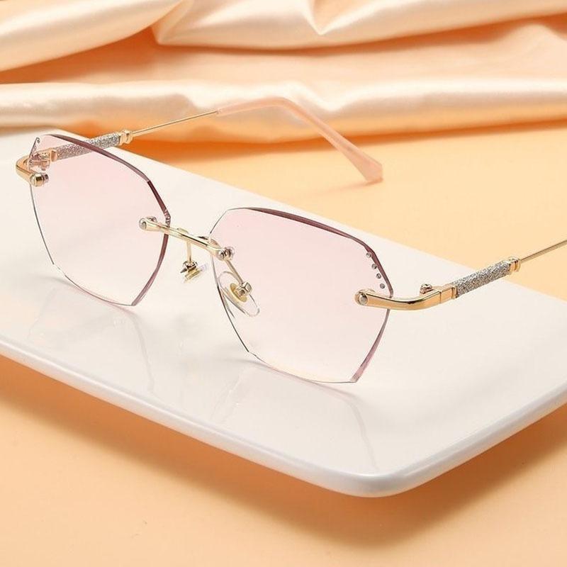 Frameless Point Drill Reading Glasses Women'S Light High-End Anti-Blue Reading Glasses