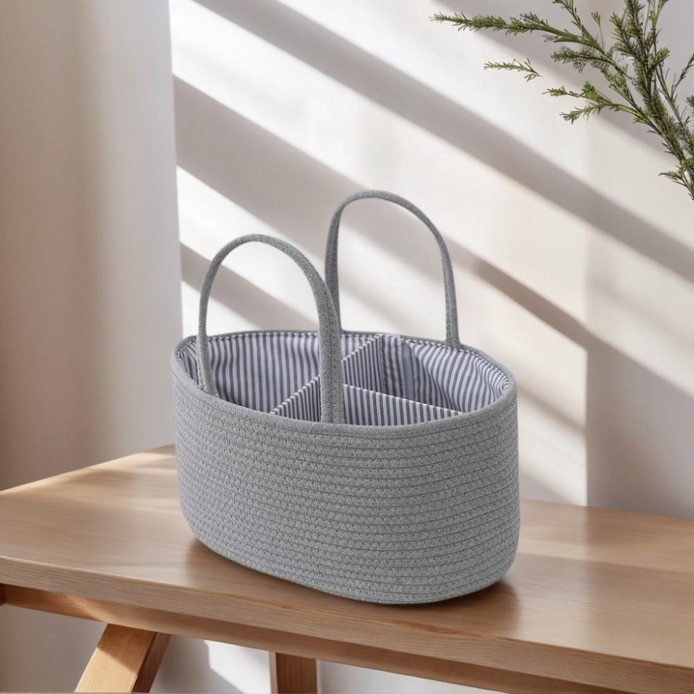 Durable Large Capacity Baby Nappy Organiser Portable Cotton Rope Storage Basket Versatile Foldable Cosmetics Storage for Newborn