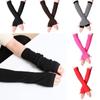 Striped Long Sleeve Knitted Fingerless Long Gloves Wristband Arm Warmer Handschoenen Elbow Mittens