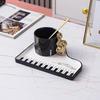 Керамическая чашка для кофе Nordic Creative Piano Black and White Key с ложкой, изысканная кружка для капучино, послеобеденного чая, воды