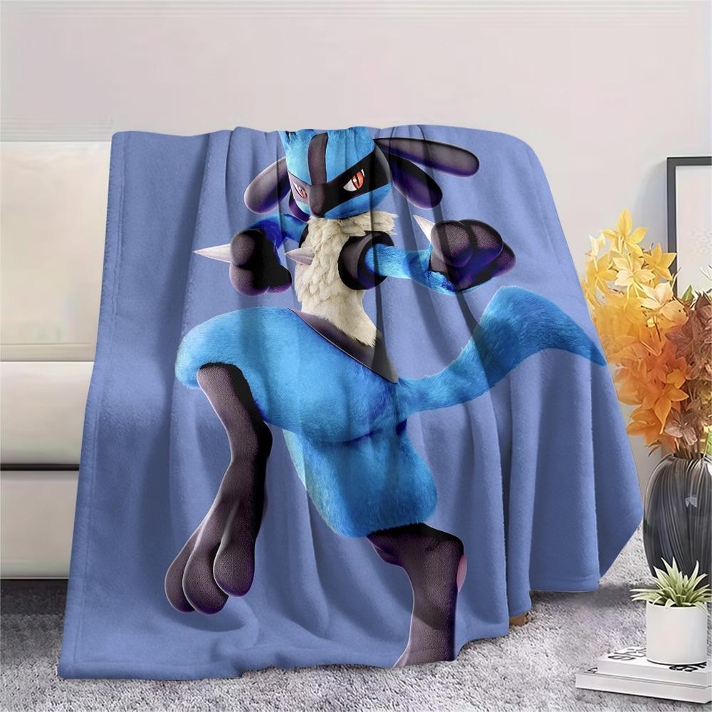 Lucario 2 Print Flannel Blanket, High quality Comfortable for All Seasons, Home Decor, Warmth and Comfort