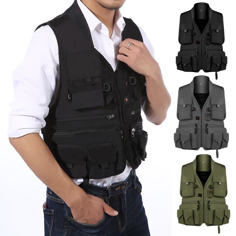Летний мужской тактический жилет для пешего туризма и рыбалки с несколькими карманами, жилет для фотографа, мужской тонкий жилет-карго для отдыха на открытом воздухе