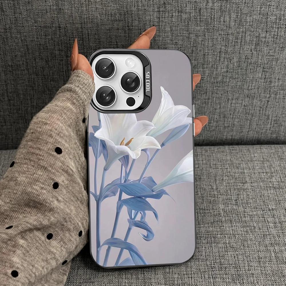 Чехол для телефона с цветами лилии для iPhone 16 15 14 13 12 11 Pro Max X XR XSMAX 8 7 Plus Матовый противоударный задний чехол