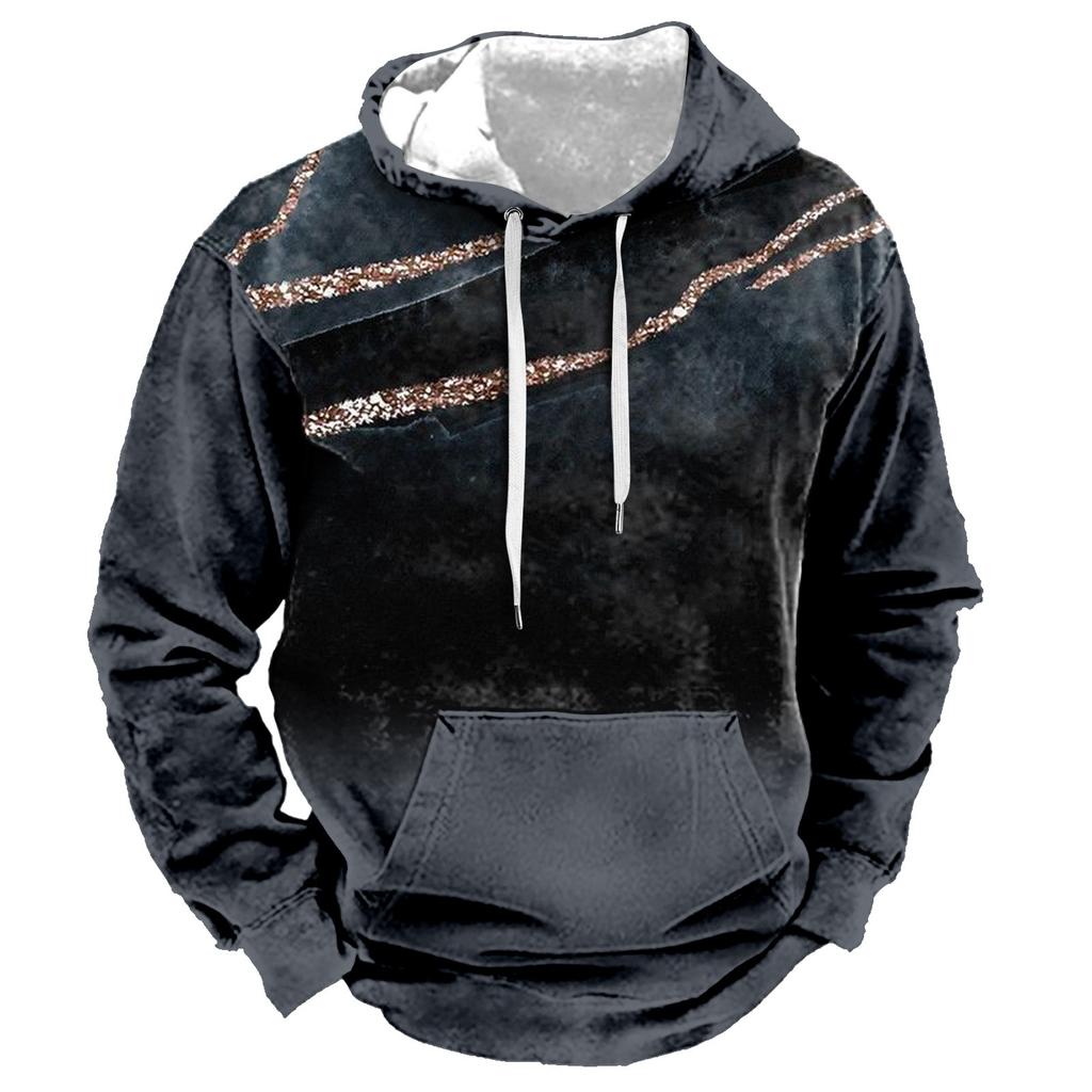 Осенний мужской свитер с большим капюшоном и цифровым принтом, новый большой базовый свитер