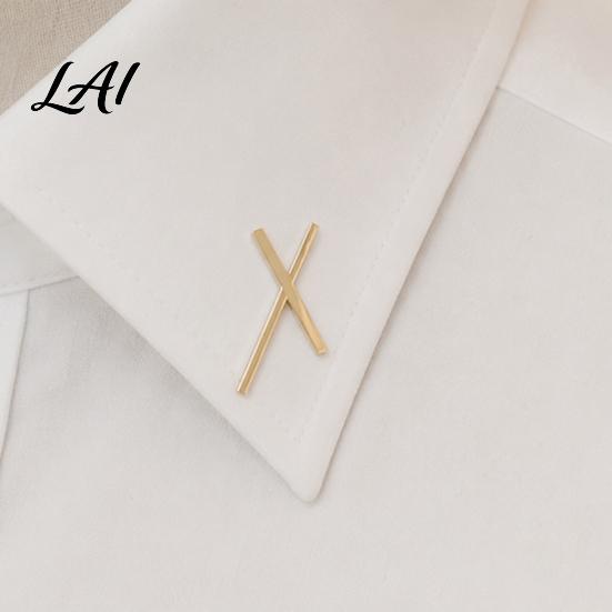 Collar Button Brooch 2Pcs Men Suit Brooch X-Shaped Lapel Pin with Safety Pin Zinc Oxidization Resistant Alloy Electroplated Metal Badge for Wedding