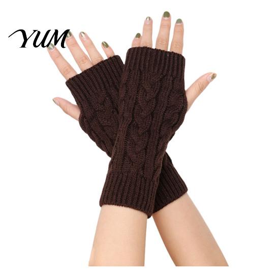 Elegant Winter Arm Warmers Women Ribbed Wrist Warmers, Stretchy Cable Knitted Fingerless Gloves, Retro Twist Texture Sleeves Soft Warm Mitten,