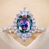 New Marquise Shape Oval Colorful Zircon Women Ring Gorgeous Wedding Anniversary Birthday Gift for Wife/Mother/Grandmother