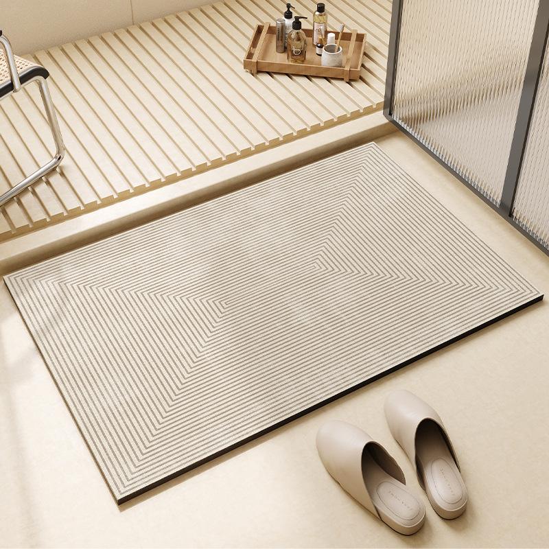 Non-Slip Diatomaceous Earth Bath Mat Soft and Safe Bathroom Rugs Quick Drying and Super Absorbent Rectangular Woven Mat