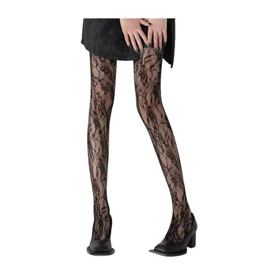 Женские колготки с ажурным узором в виде цветка лозы, ультратонкие, прозрачные, высокоэластичные, противоскользящие, однотонные, для свиданий, мини-юбка, подходящие чулочно-носочные изделия