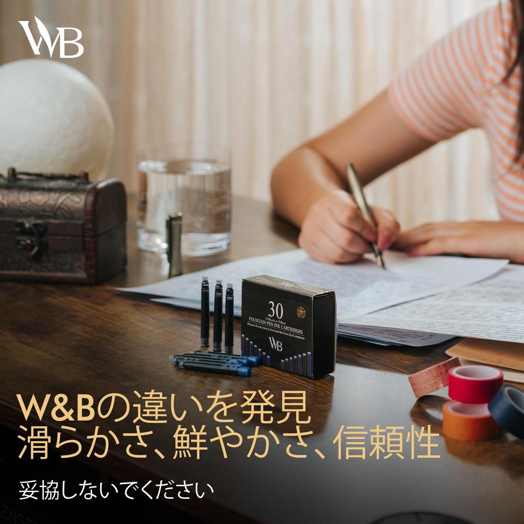 Чернила для перьевой ручки Wordsworth Black, набор из 15 черных и 15 синих чернильных картриджей, международный стандартный размер, длина APPR, диаметр основания APPR, одноразовые