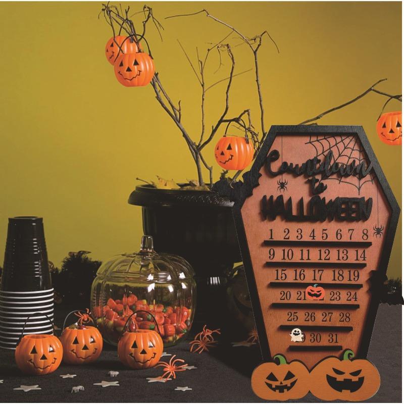 1 шт. праздничный календарь деревянный обратный отсчет рождественский декор ужасные украшения призрачный дизайн для вечеринки