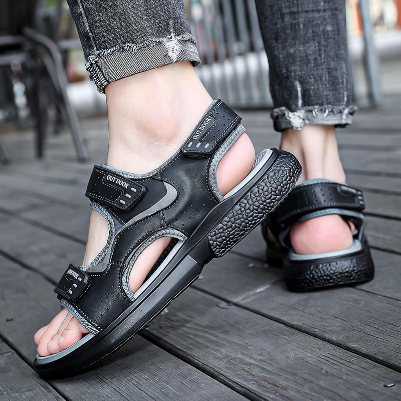 Новые модели для активного отдыха Мужские сандалии Летняя мужская обувь Повседневная обувь Дышащие пляжные сандалии для прогулок на открытом воздухе Классические черные Большие размеры