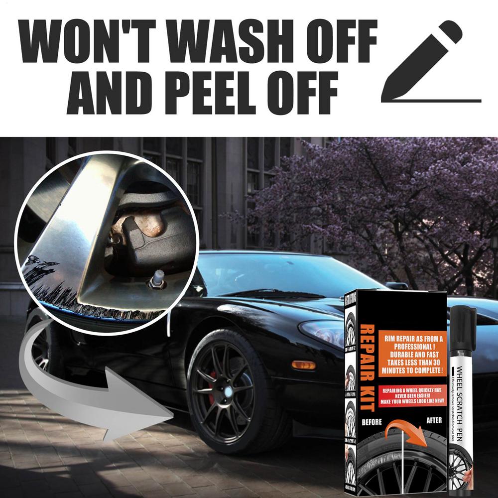 Wheel Rim Repair Kit Automotive Black Alloy Wheel Rims Paint Fill Pen Set Car Wheel Repair Quick Dry Coverage For Black Tire Rim