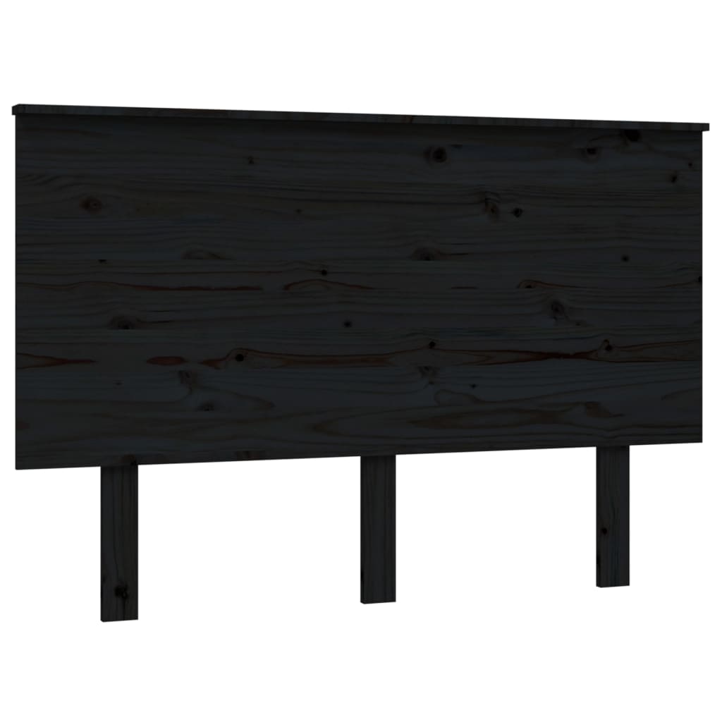 Headboard in Black 124 x 6 x 82.5 cm Solid Pine Wood