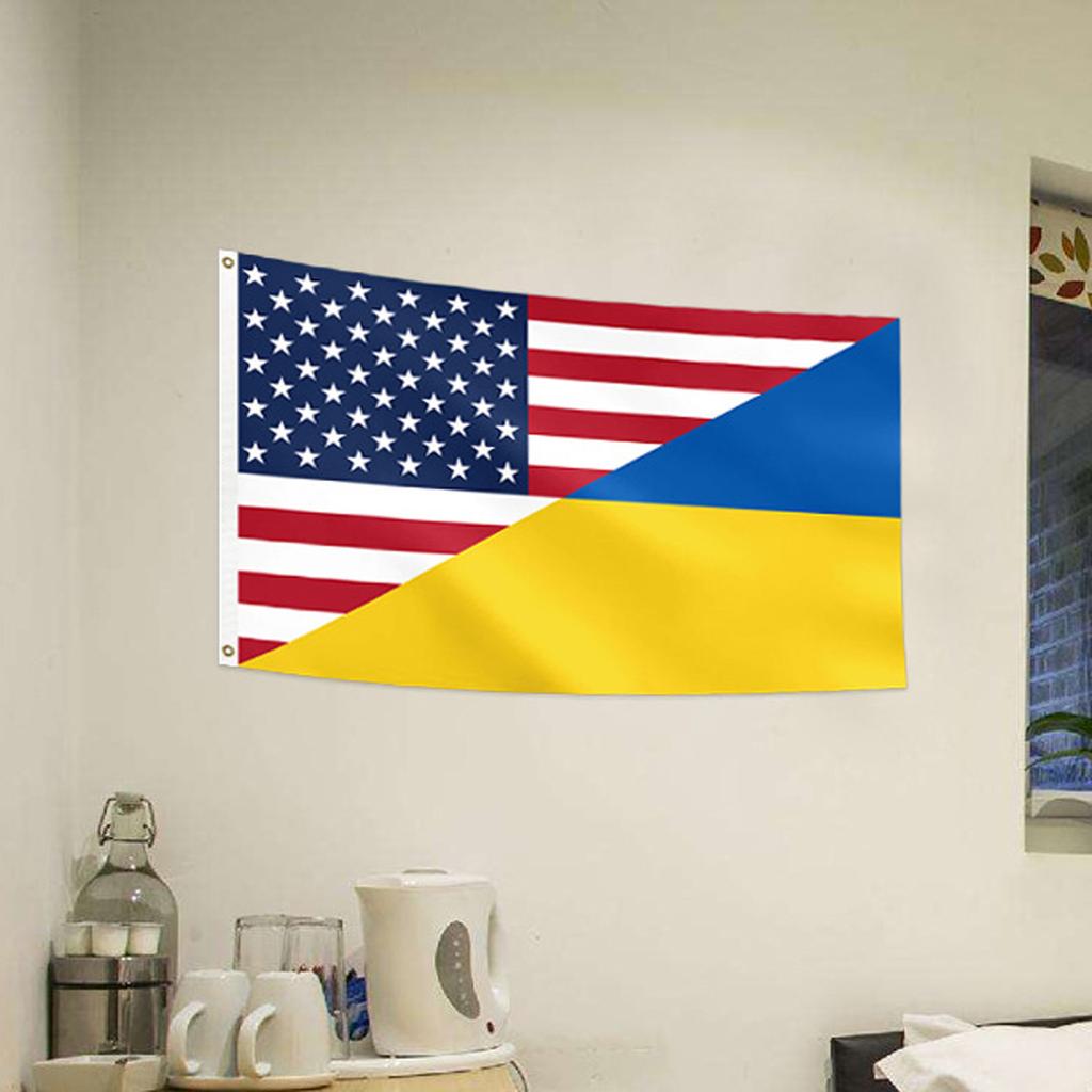 Флаг дружбы между США и Украиной(  90x150cm )