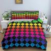 Abstract Geometric Rainbow Plaid Comfortable Duvet Quilt Cover Pillowcase Bedding Set Children Bedroom Decoration Home Textile