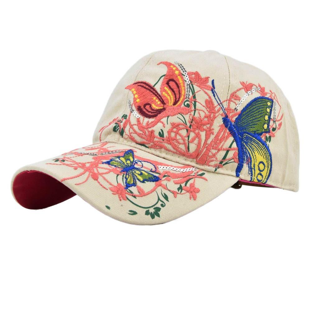 Embroidered Butterfly Baseball Cap Sequin Cotton Baseball Cap Cute Peaked Cap  Travel