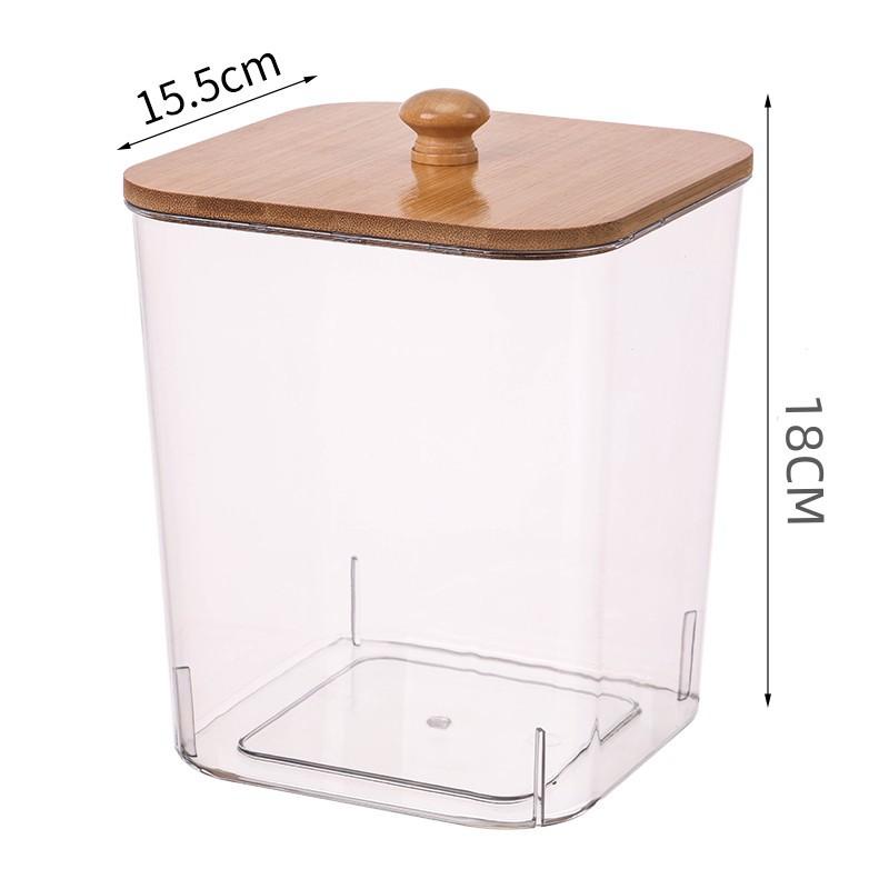 Laundry Powder Storage Box with Bamboo Lid, Cotton Swab Holder for Living Room Coffee Table Organization, Desktop Decorative Box