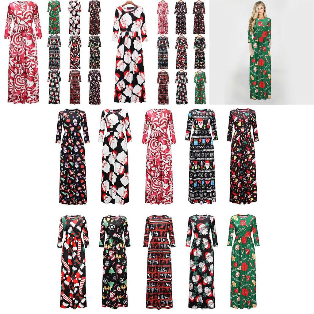 Fashion Women's Long Sleeve Christmas Dress Long Skirt Clothing With Premium Quality Material