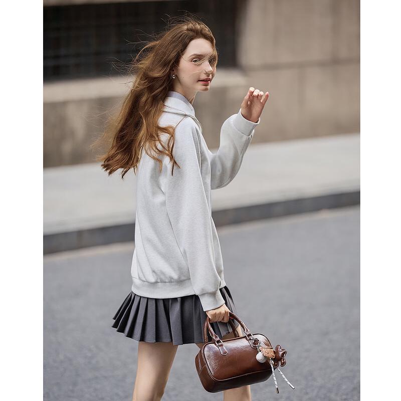 TonLion Women's Lapel Zipper Oversized Sweatshirt