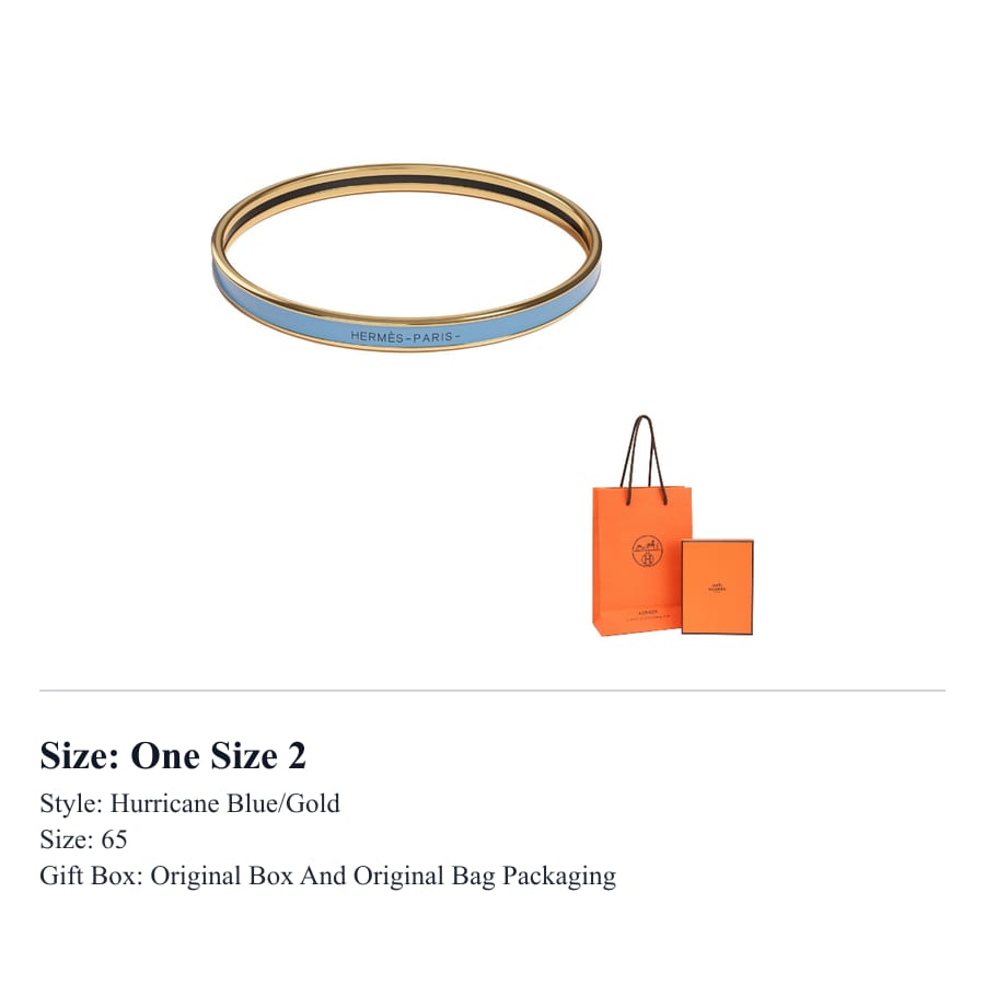 HERMES Enamel Bangles Women's Hurricane Blue/Gold H240001F 6T